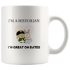 "I'm a historian, I'm great on dates" cute bunnies mug - Napoleonic Impressions
