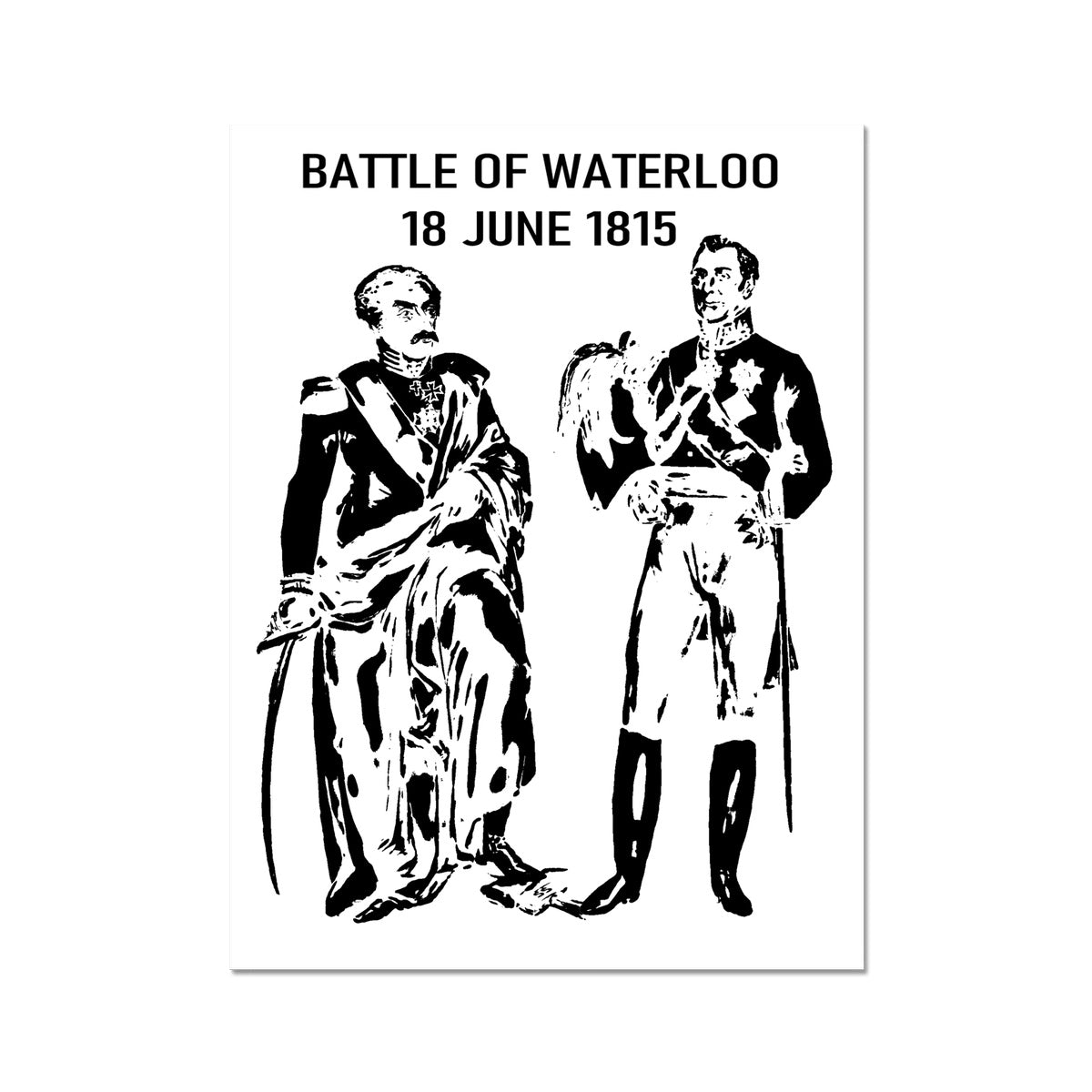 Wellington and Blücher Battle of Waterloo Black and White Print - Napoleonic Impressions