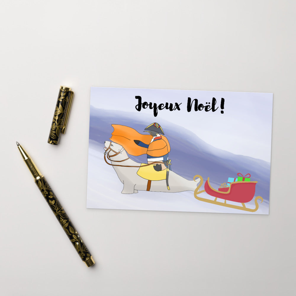 Penguin Bonaparte Crossing the Alps "Joyeux Noël" Postcard - Napoleonic Impressions