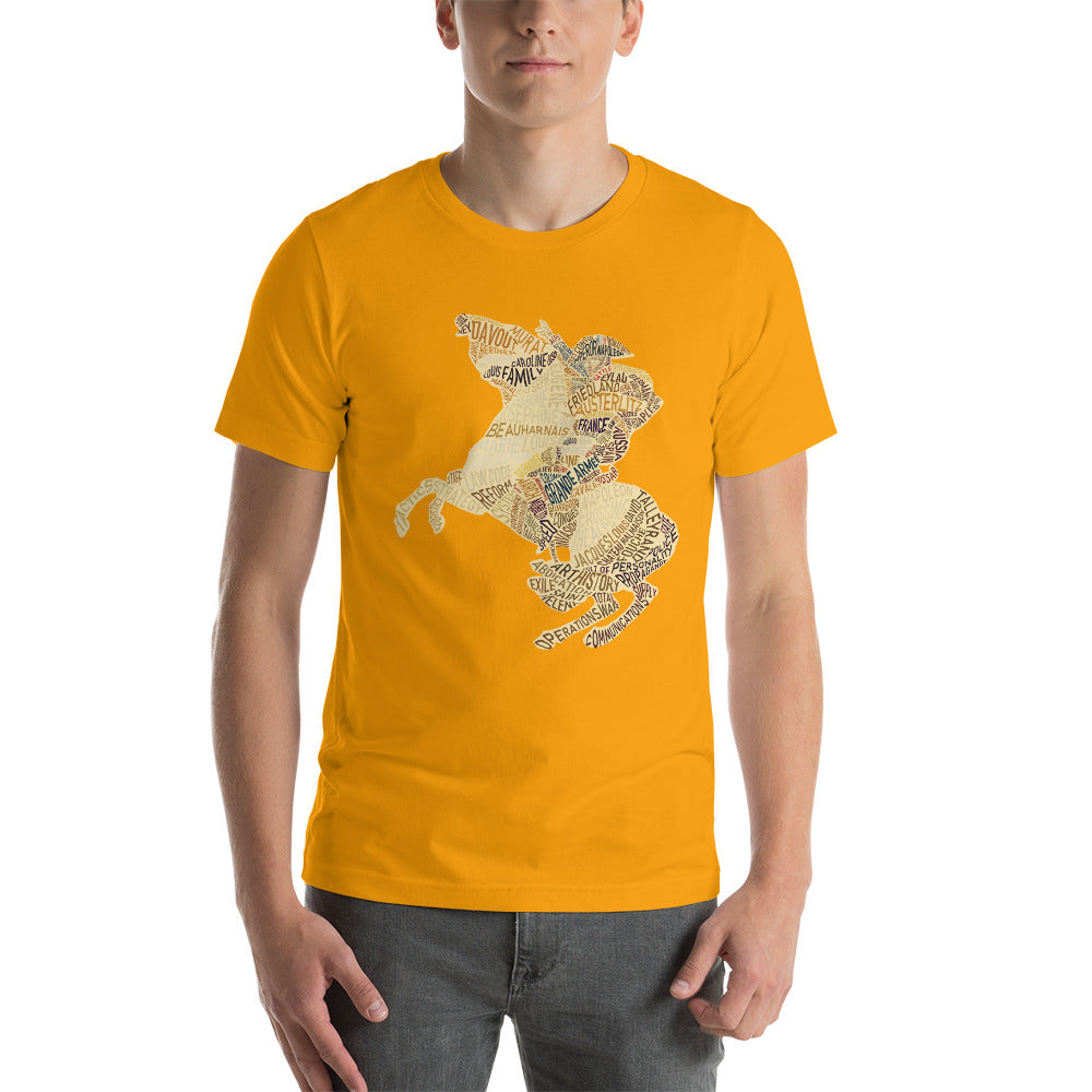 Napoleon Crossing the Alps Text Art Premium Unisex Tee - Napoleonic Impressions