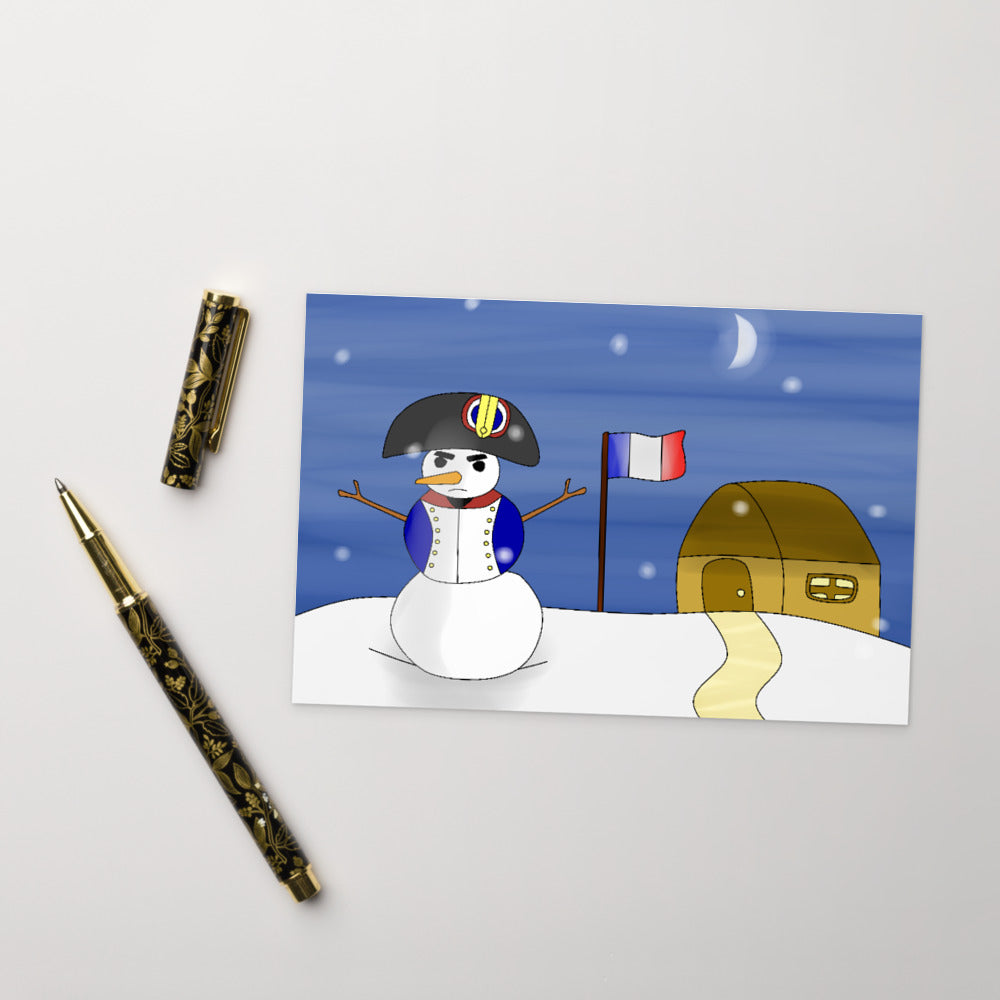 Napoleon Snowman Christmas Postcard - Napoleonic Impressions